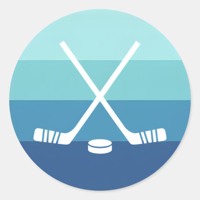 Sticker Rond Retro Blue Gradient Ice Hockey (Devant)