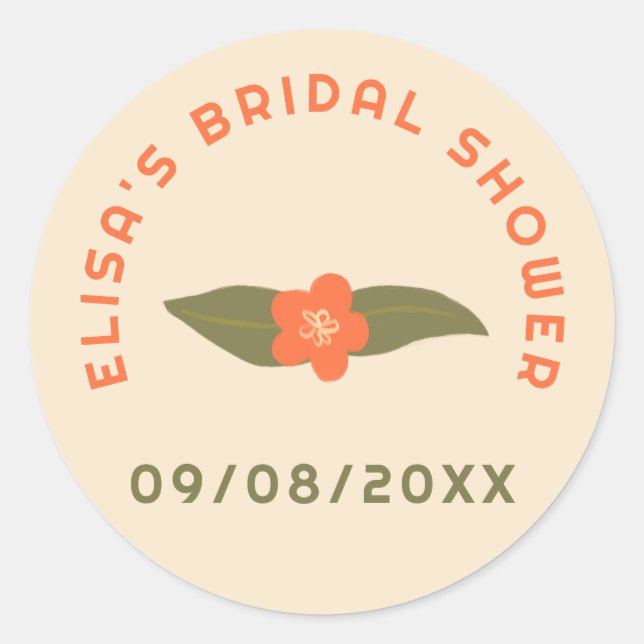 Sticker Rond Retro Boho Fête Florale Mariage CUSTOM Shower de M (Devant)