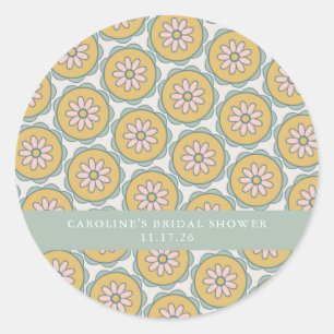Sticker Rond Retro Boho Floral Pastel Fête des mariées personna