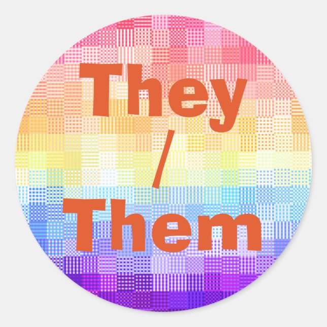 Sticker Rond Retro Boho Funky Quirky Xenogender Plaid Pride (Devant)