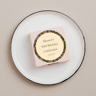 Sticker Rond Retro Boho Green Cute Floral Custom 50e anniversai