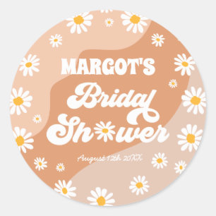 Sticker Rond Retro Boho Hippy Daisy Fête des mariées Favoriser