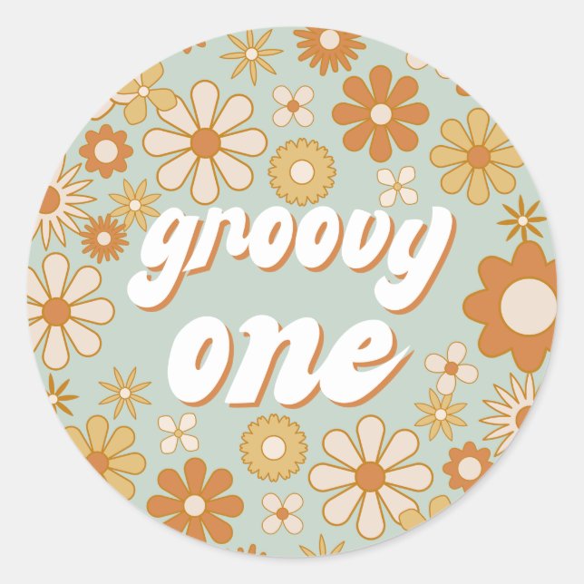 Sticker Rond Retro Boho Super One Hippie Premier Anniversaire C (Devant)