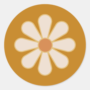 Sticker Rond Retro Boho Vintage Daisy