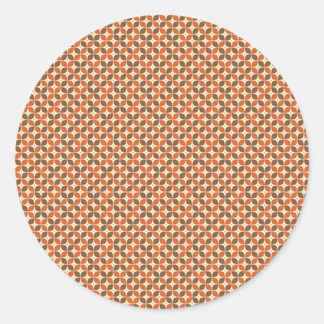 Sticker Rond Rétro Boomerang Atomique Chaud du Milieu du Siècle (Devant)