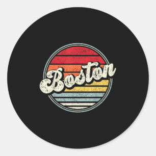 Sticker Rond Retro Boston Home Cool d'État les années 70 Style 