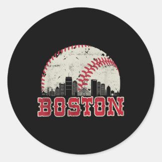 Sticker Rond Retro Boston Skyline Baseball Vintage