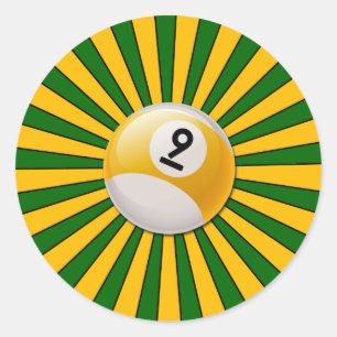 STICKER ROND RÉTRO BOULE DE BILLARDS DU NUMÉRO 9