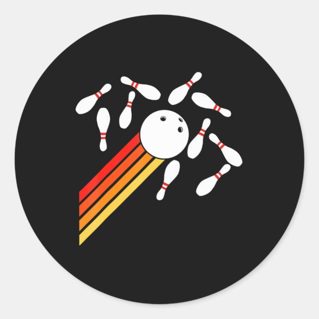 Sticker Rond Retro Bowling Fun Bowling (Devant)