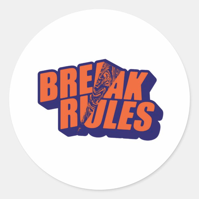 Sticker Rond Retro "Break Rules" Motivational (Devant)