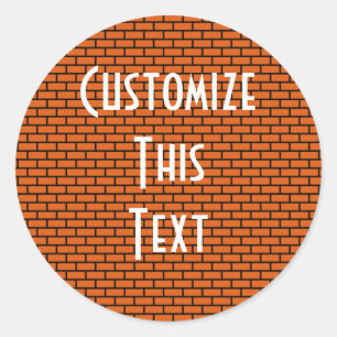 Sticker Rond rétro brique à 8 bits, orange
