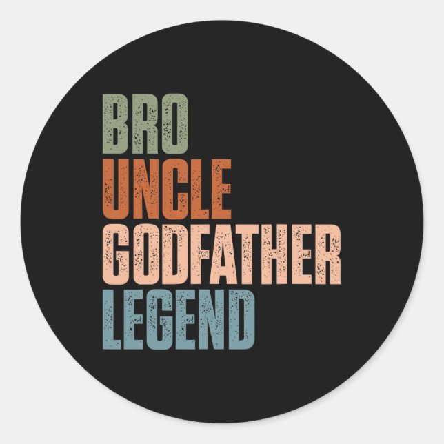 Sticker Rond Retro Bro Oncle Parrain Légende Uncles amusants Fi (Devant)