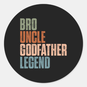 Sticker Rond Retro Bro Oncle Parrain Légende Uncles amusants Fi