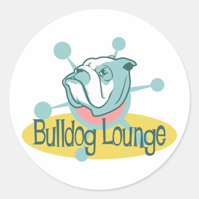 Sticker Rond Retro Bulldog Lounge (Devant)