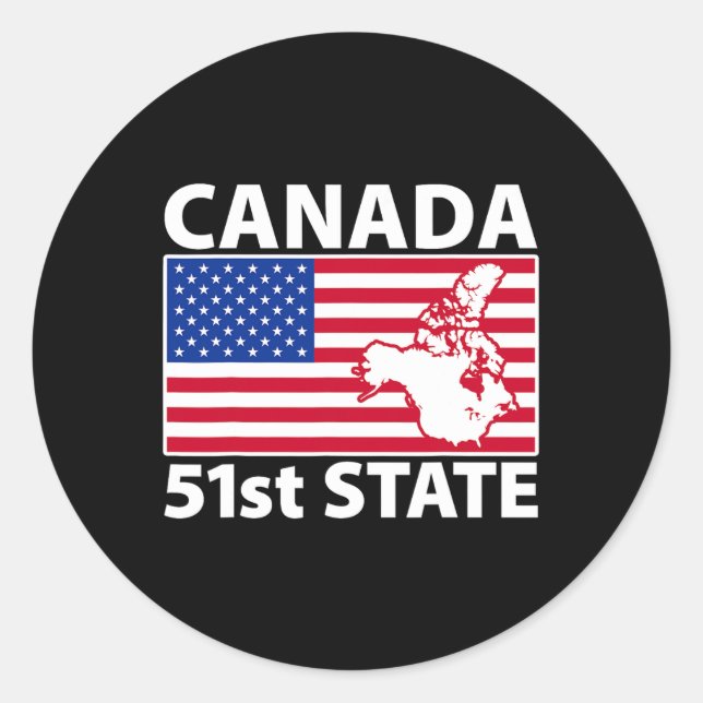 Sticker Rond Retro Canada 51e Drapeau américain Trump 2025 M (Devant)