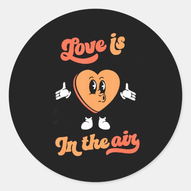 Sticker Rond Retro Candy Valentines Day Heart Hipe Music Lov  (Devant)