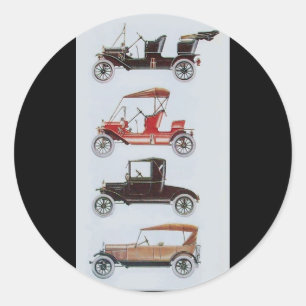Sticker Rond RETRO CARS 2- réparation automobile brun