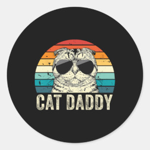 Sticker Rond Retro Cat Daddy Vintage Distressed Scottish Pold C