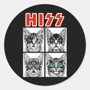 Sticker Rond Retro Cat Rock Music Concert Band Men Kids Women F