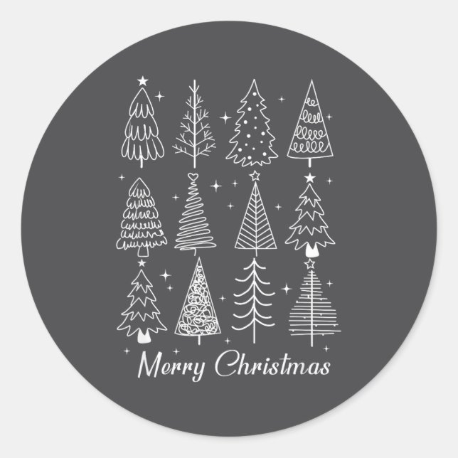 Sticker Rond Retro Christmas Tree,funny Christmas Design Tee Wo (Devant)