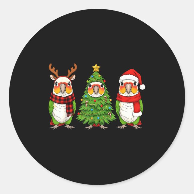 Sticker Rond Retro Christmas White Bellied Caique Parrot Santa  (Devant)