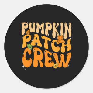 Sticker Rond Rétro Citrouille Super Patch Crew Thanksgiving Fal