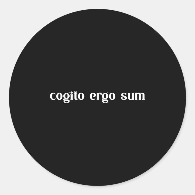 Sticker Rond Retro Cogito Ergo Sum Metaphysics Humanism Ethics  (Devant)
