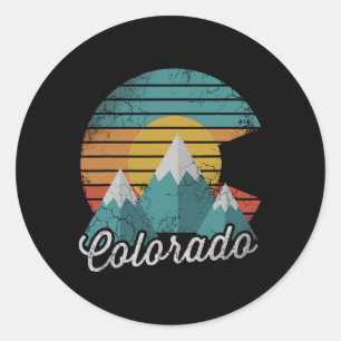 Sticker Rond Retro Colorado Mountains Accueil Amour Famille Vac