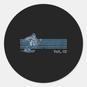 Sticker Rond Retro Colorado Vintage Vail Skiing Tee