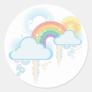 Sticker Rond Rétro conception d'arc-en-ciel - pastel