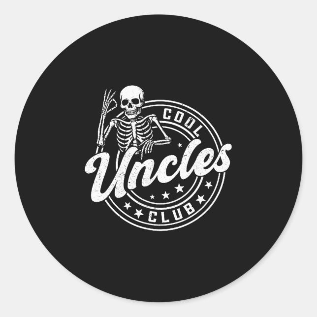 Sticker Rond Retro Cool Uncles Club Funny New Uncle Men Skeleto (Devant)