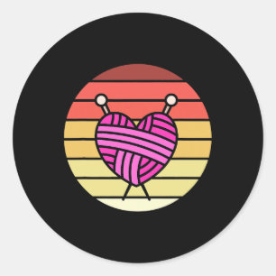 Sticker Rond Retro Crochet Nerd Funny Crocheting Fil Lover Gif