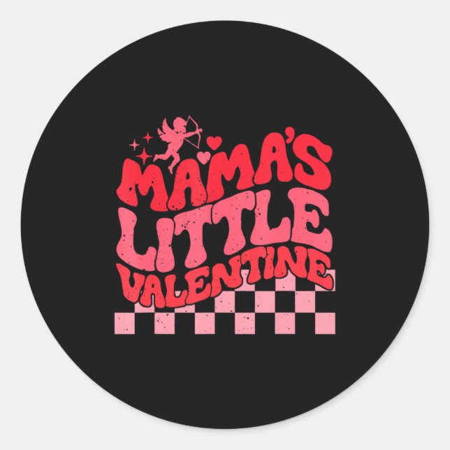 Sticker Rond Retro Cud Mamas Little Valentines Day Girls Wo  (Devant)