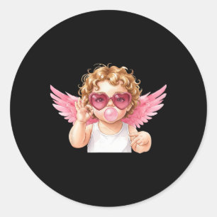 Sticker Rond Retro Cupid 67 Mème Bubble Gum Drôle Six Sept Vale