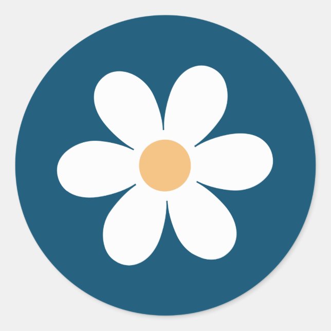 Sticker Rond Retro Daisy bleue (Devant)