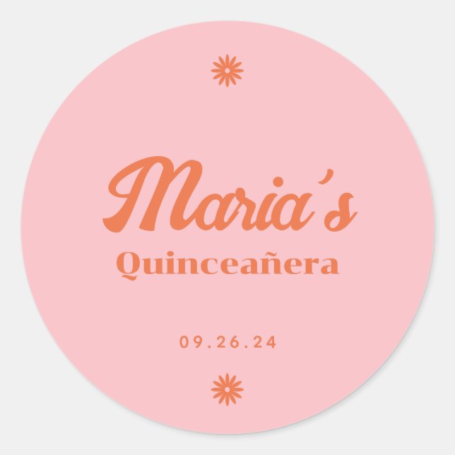 Sticker Rond Retro Daisy Quinceanera (Devant)