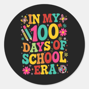 Sticker Rond Rétro Dans Mes 100 Jours De L'Ère Scolaire 100E Jo