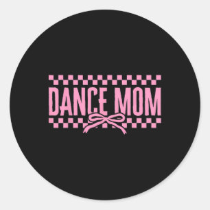 Sticker Rond Retro Danse Maman Coquette Bow À damiers Danse Mam