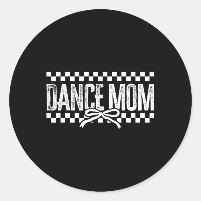 Sticker Rond Retro Danse Maman Coquette Bow À damiers Danse Mam (Devant)