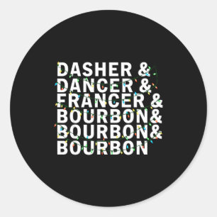 Sticker Rond Retro Dasher Danseur Prancer Bourbon Noël Amusant
