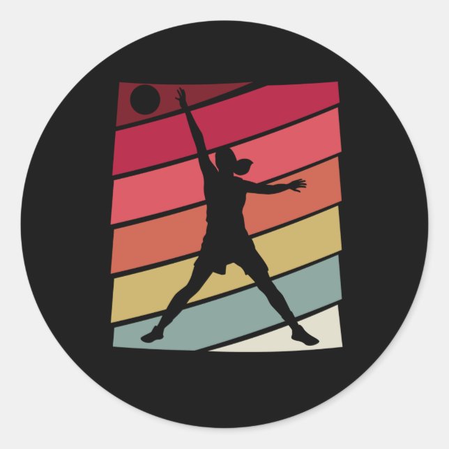 Sticker Rond Rétro de Basketball (Devant)