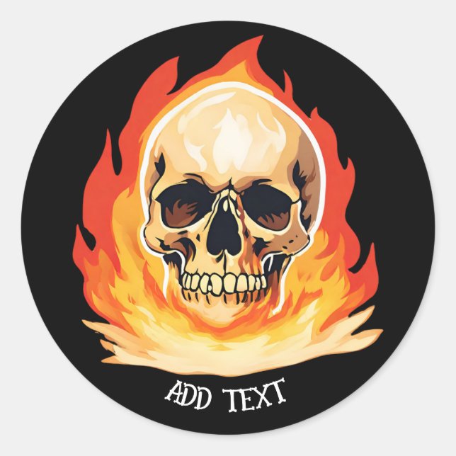 Sticker Rond Rétro Dead Burning squelette Crâne en feu do-it-yo (Devant)