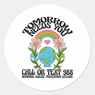 Sticker Rond Retro Demain A Besoin De Vous 988 Prévention Du Su