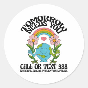 Sticker Rond Retro Demain A Besoin De Vous 988 Prévention Du Su