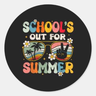 Sticker Rond Retro Dernière journée de l'école dehors pour ense