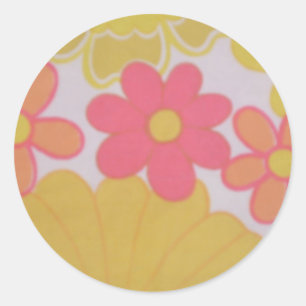 Sticker Rond Rétro des fleurs des années 70