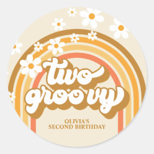 Sticker Rond Retro Deux Arc-en-ciel Super Orange Brown Annivers