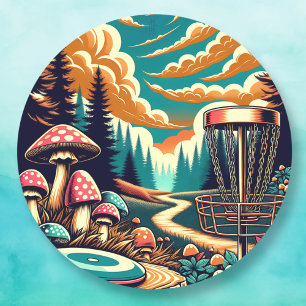 Sticker Rond Retro Disc Golf Psychedelic Art