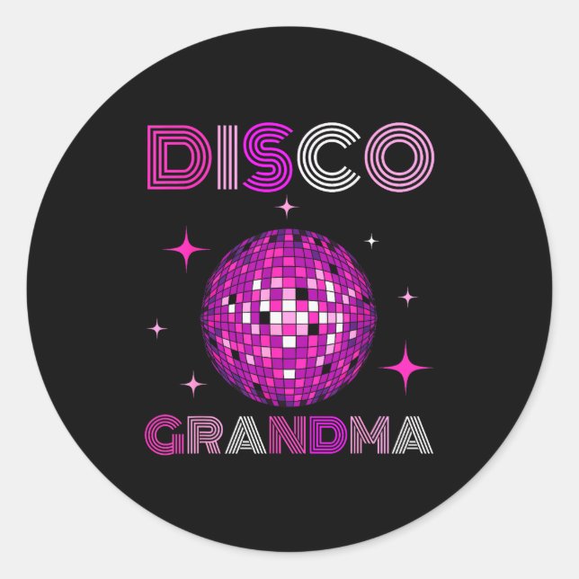 Sticker Rond Retro Disco Grandma 70s 80s Dance Party Mirror Bal (Devant)