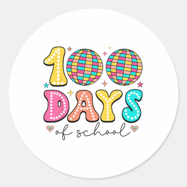 Sticker Rond Rétro Disco Super Byll 100 Jours De Professeur D'É (Devant)